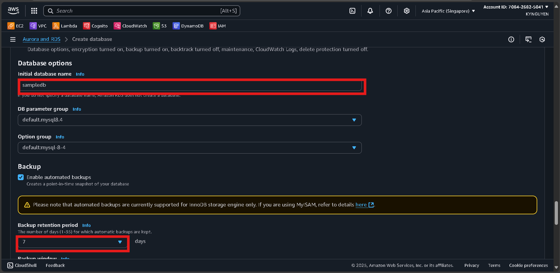 Create Database Security Group