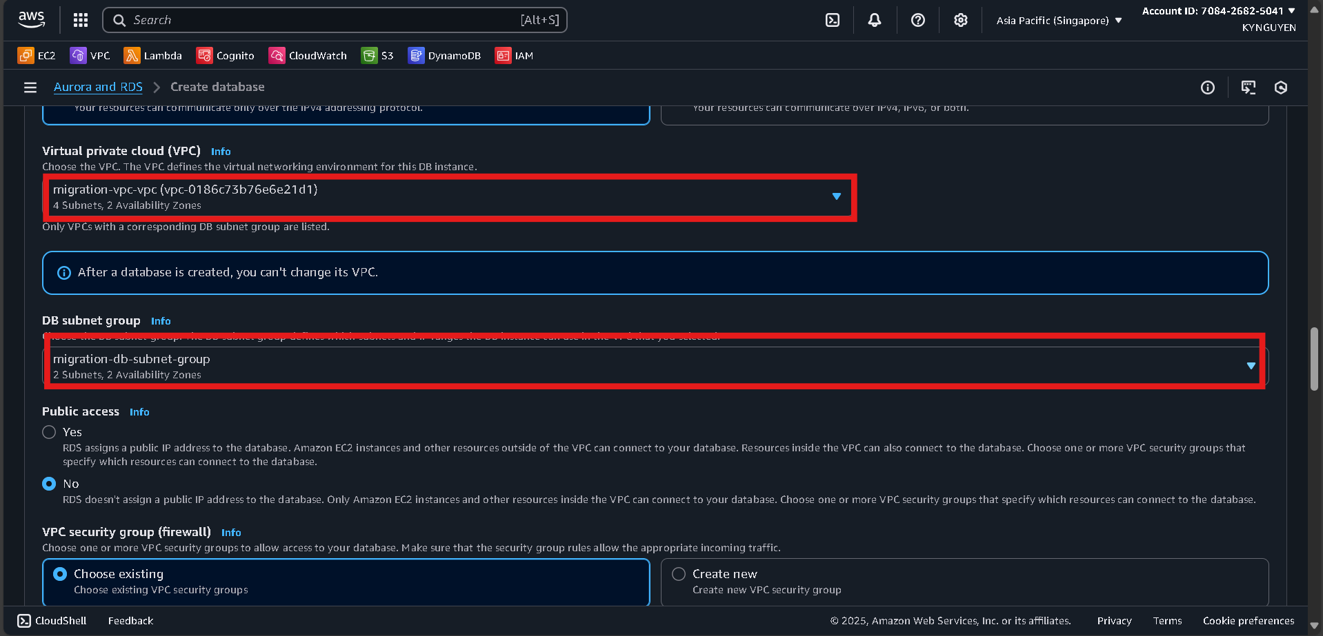 Create Database Security Group