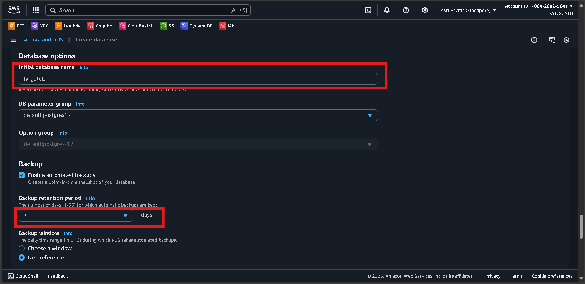 Create Database Security Group
