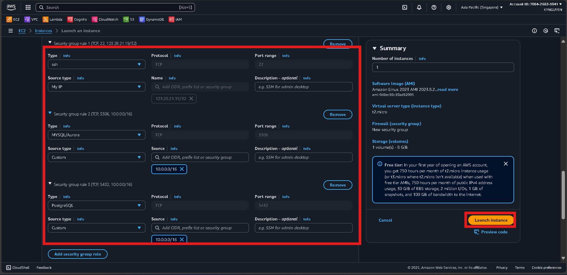 Create Database Security Group
