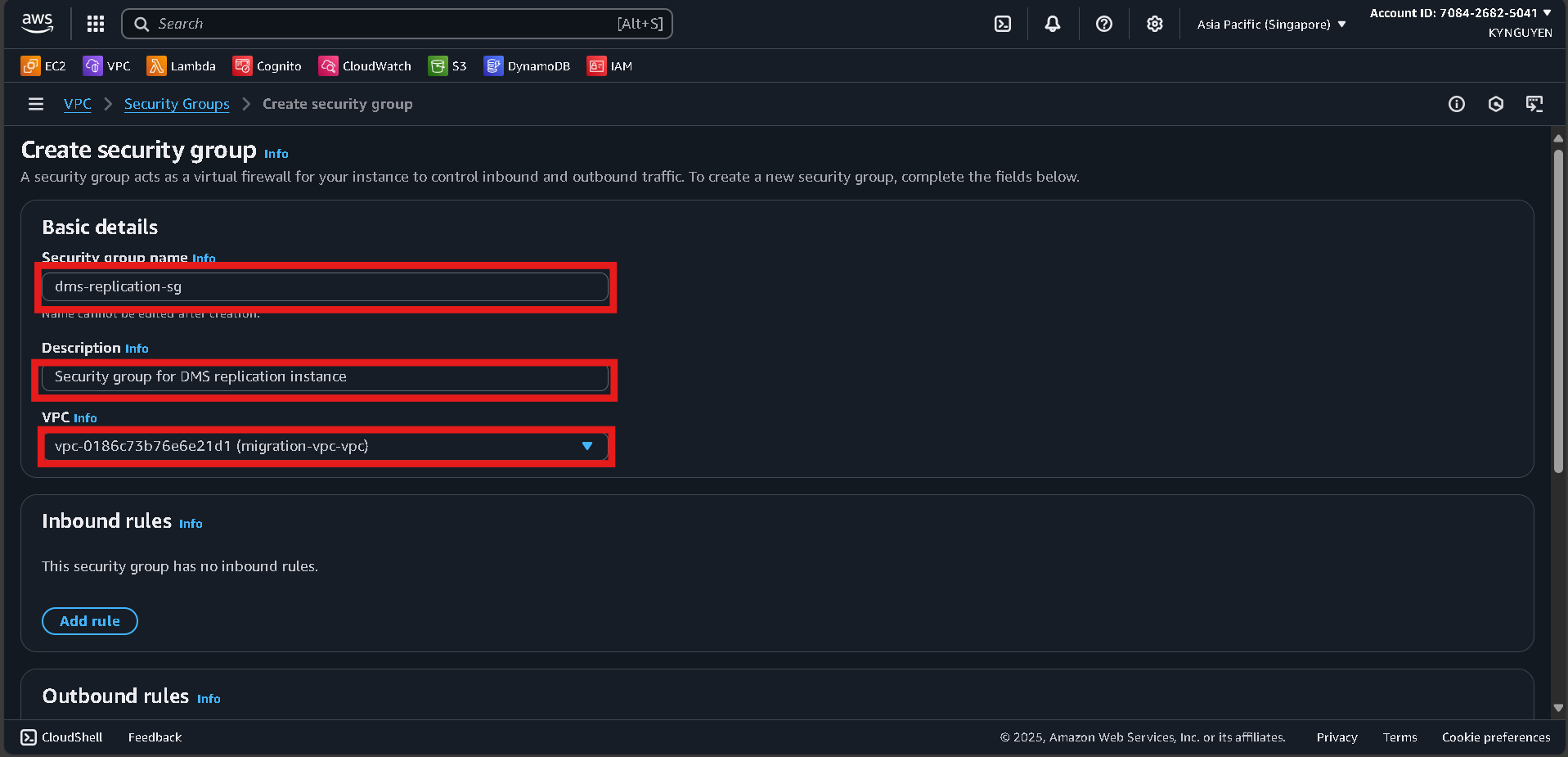 Create DMS Security Group