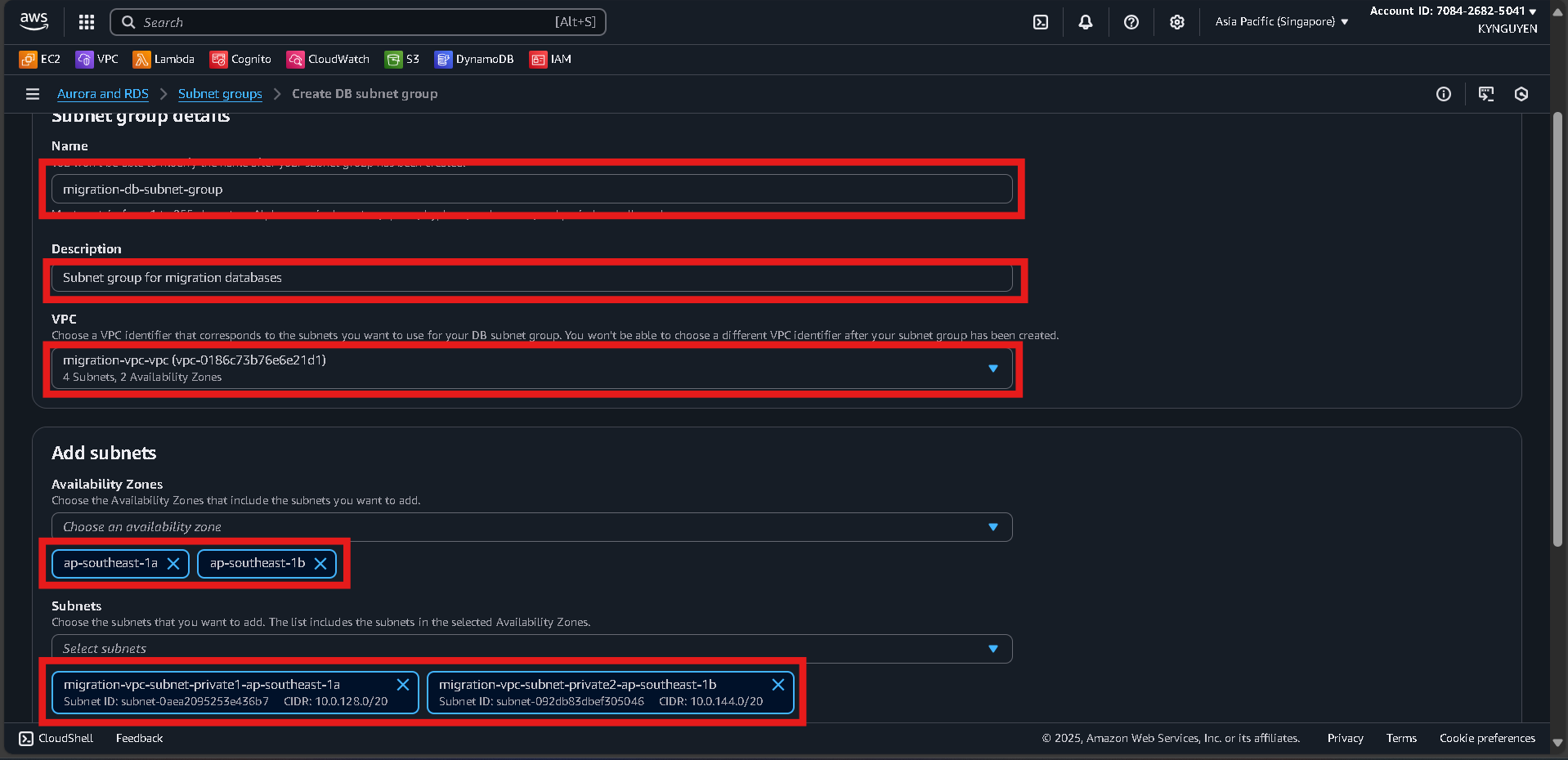 Create Database Security Group